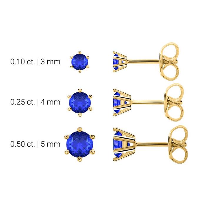 Sapphire stud earrings for ladies in 14K yellow gold