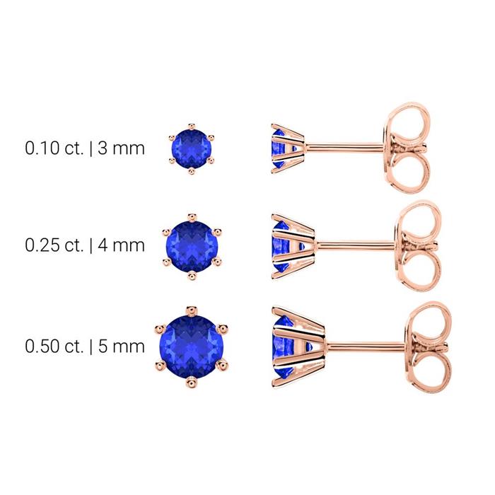 14 carat rose gold stud earrings for ladies with sapphires