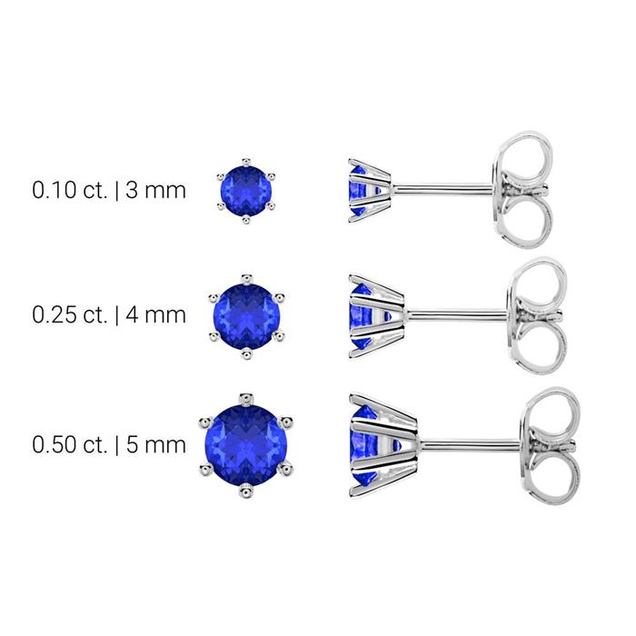 Stud earrings for ladies in 14K white gold with sapphires