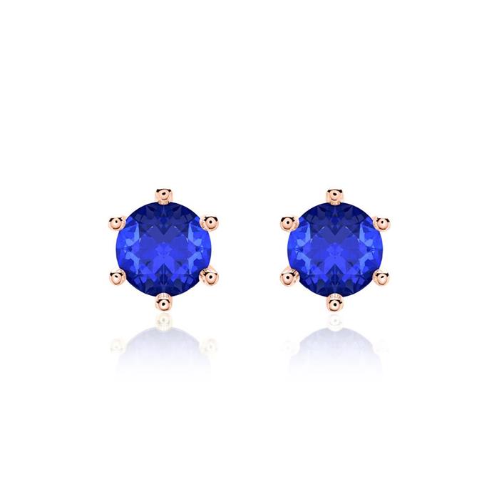 14 carat rose gold stud earrings for ladies with sapphires