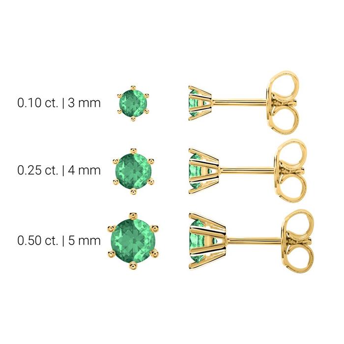 Emerald stud earrings for ladies in 14K gold