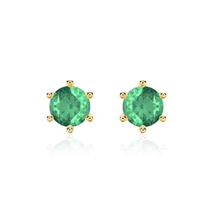 Emerald stud earrings for ladies in 14K gold
