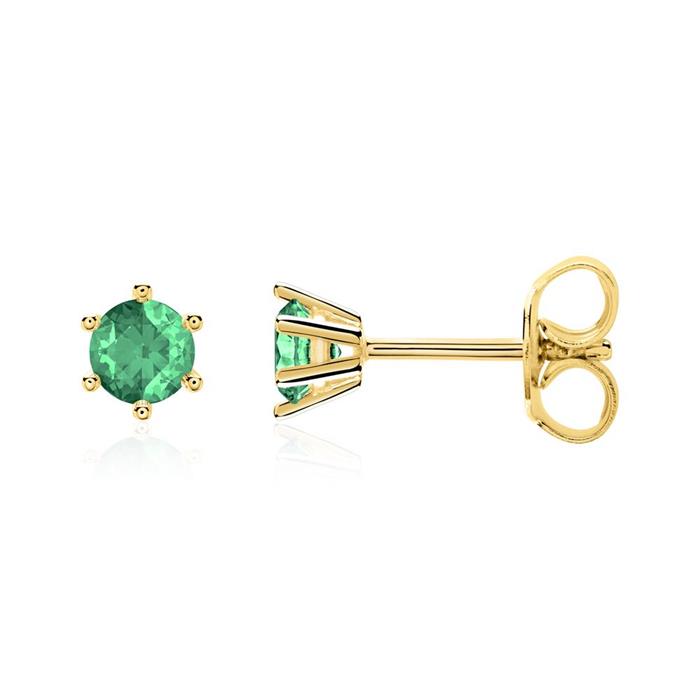 Emerald stud earrings for ladies in 14K gold