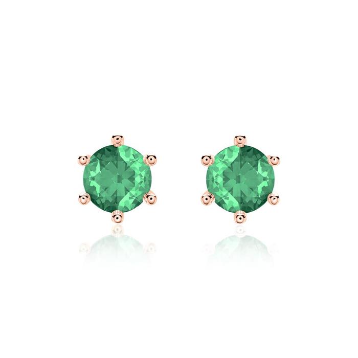 14 carat rose gold stud earrings for ladies with emeralds