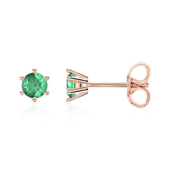 14 carat rose gold stud earrings for ladies with emeralds