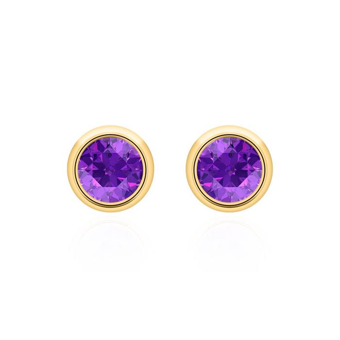 Amethyst ear jewellery for ladies in 14K gold