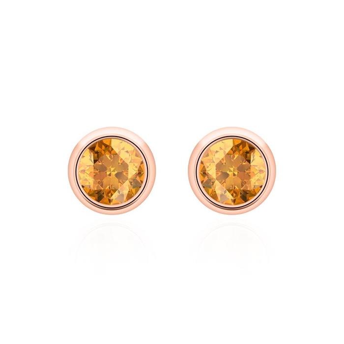 Citrine ear studs for ladies in 14 carat rose gold