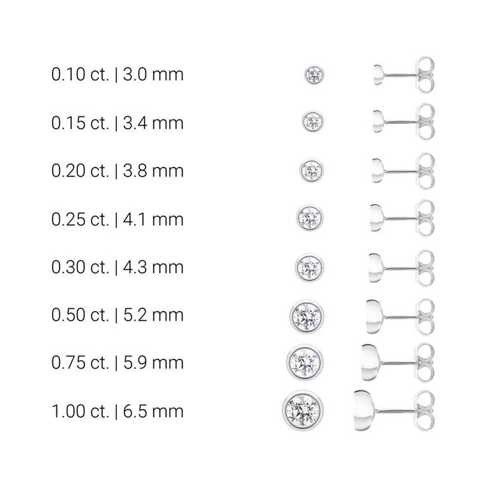 Pendientes de oro blanco 14 quilates con diamantes cultivados en laboratorio