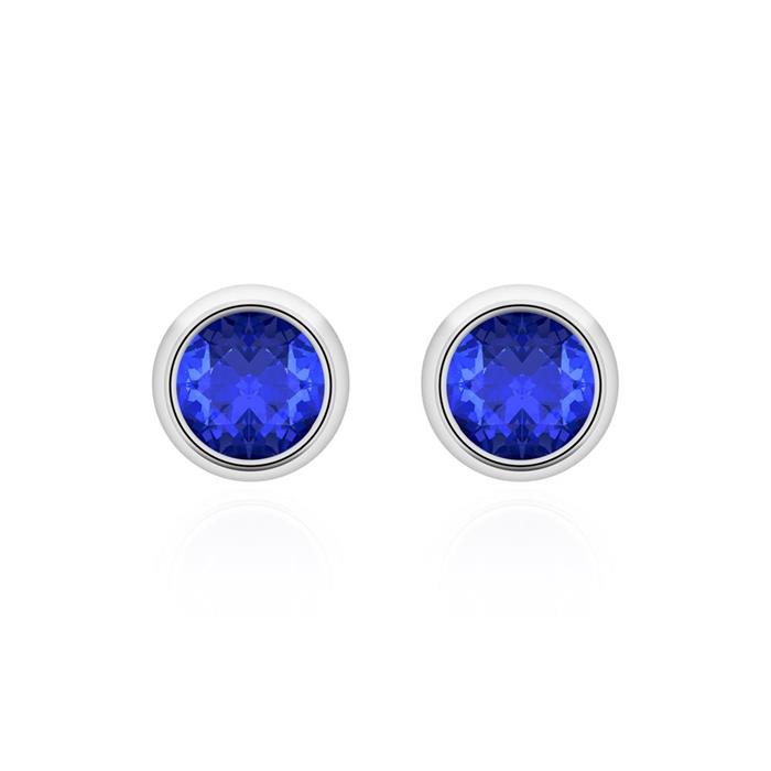 14 carat white gold stud earrings for ladies with sapphires