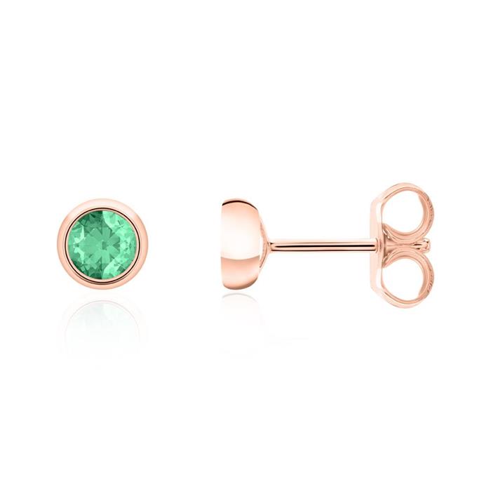Emerald stud earrings for ladies in 14K rose gold