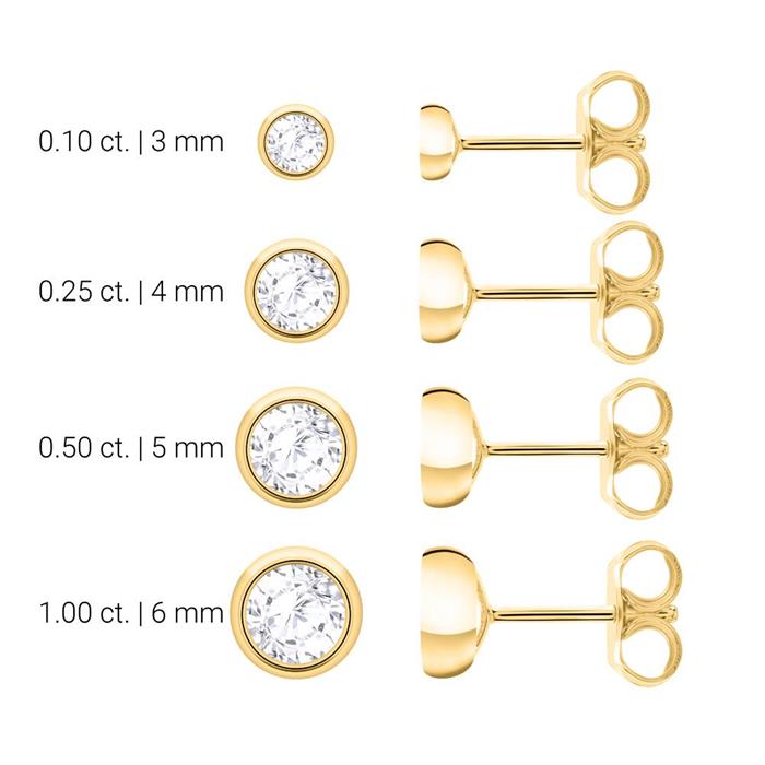 White topaz stud earrings for ladies in 14K gold