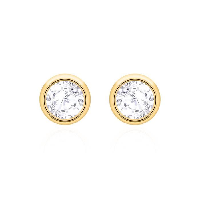 White topaz stud earrings for ladies in 14K gold