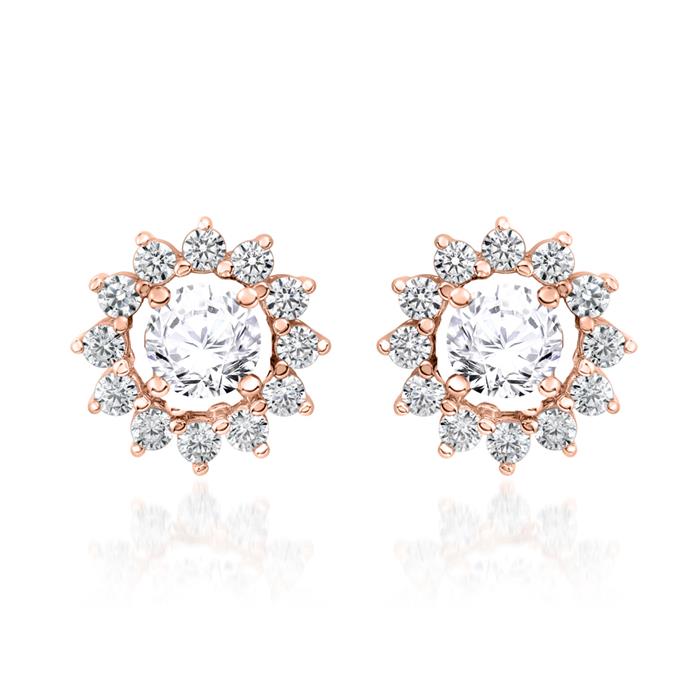 Rose gold Halo stud earrings with diamonds