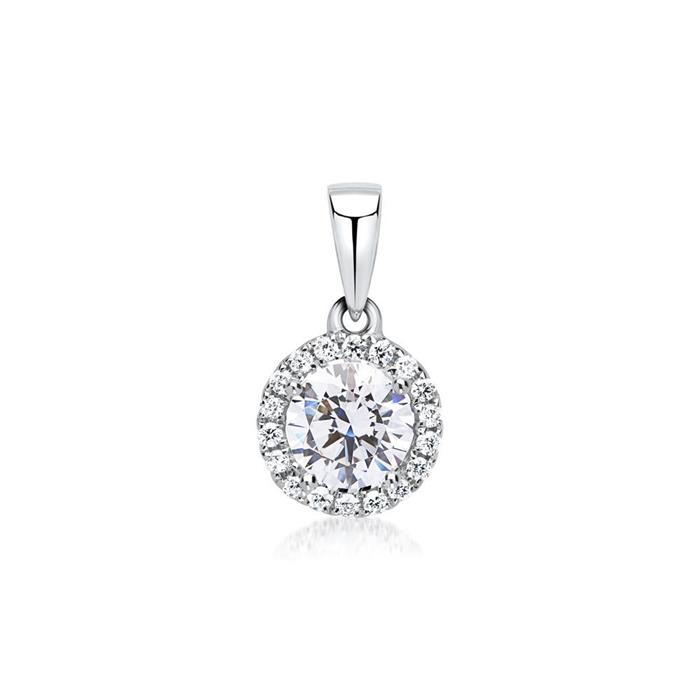 18K white gold pendant with diamonds, centre Lab grown