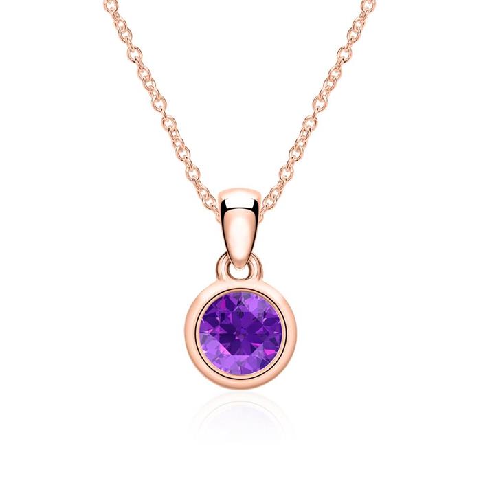 Necklace in 14K rose gold with amethyst