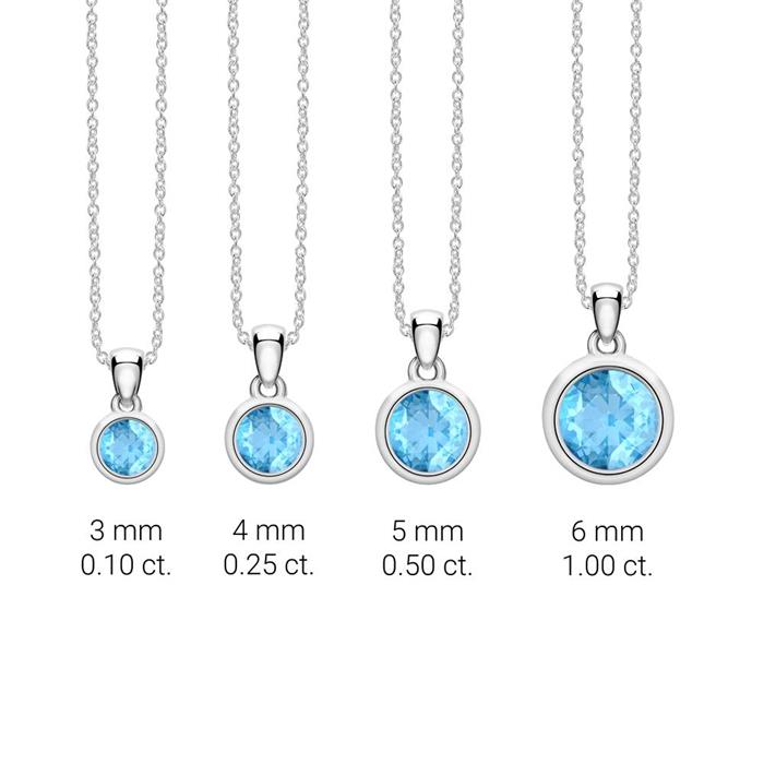 Blue topaz pendant for necklace in 14K white gold