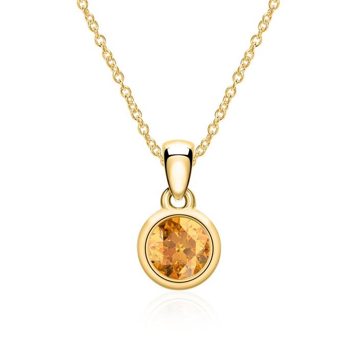 Necklace and pendant in 14K gold with citrine