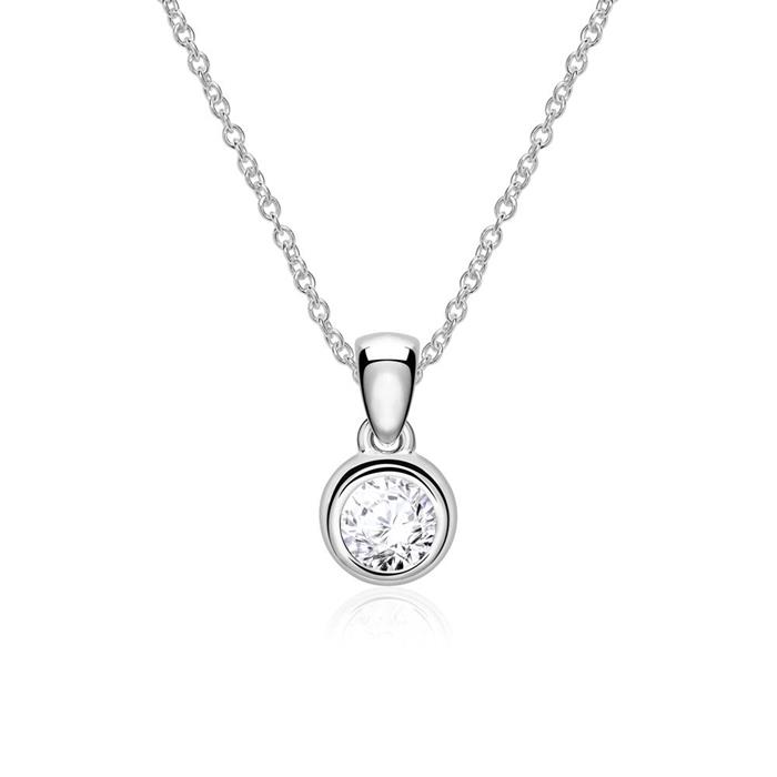 585 white gold necklace with one diamond