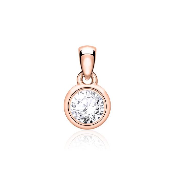 Cadena para mujer en oro rosa 14 quilates con diamante