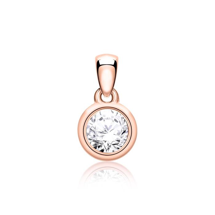 Ladies diamond pendant in 14 carat rose gold