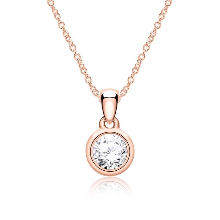 Diamantkette f&#xFC;r Damen aus 14 kar&#xE4;tigem Ros&#xE9;gold