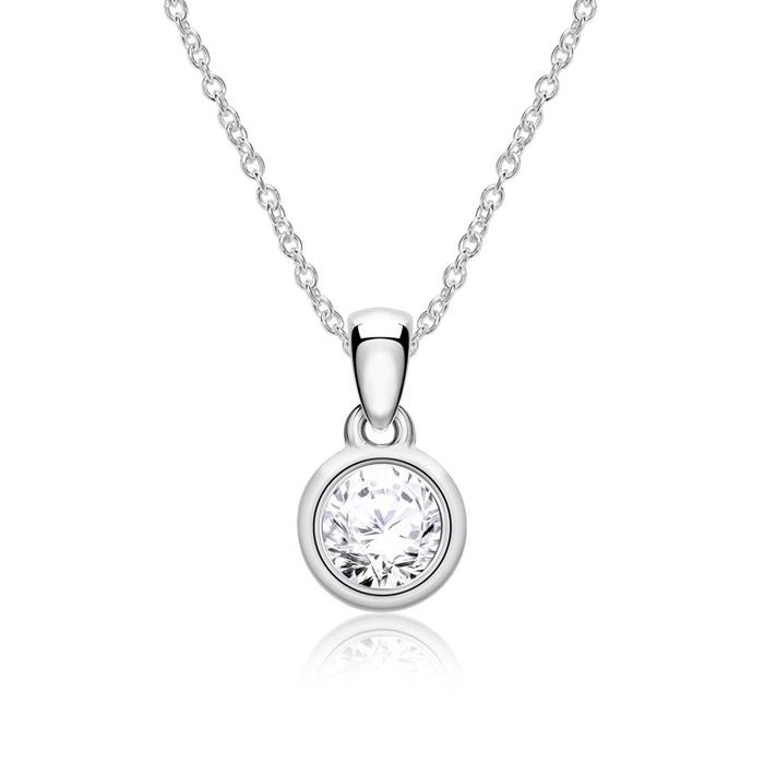 Ladies pendant in 14ct white gold with diamond