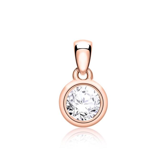 Cadena de mujer en oro rosa de 14 quilates con diamante