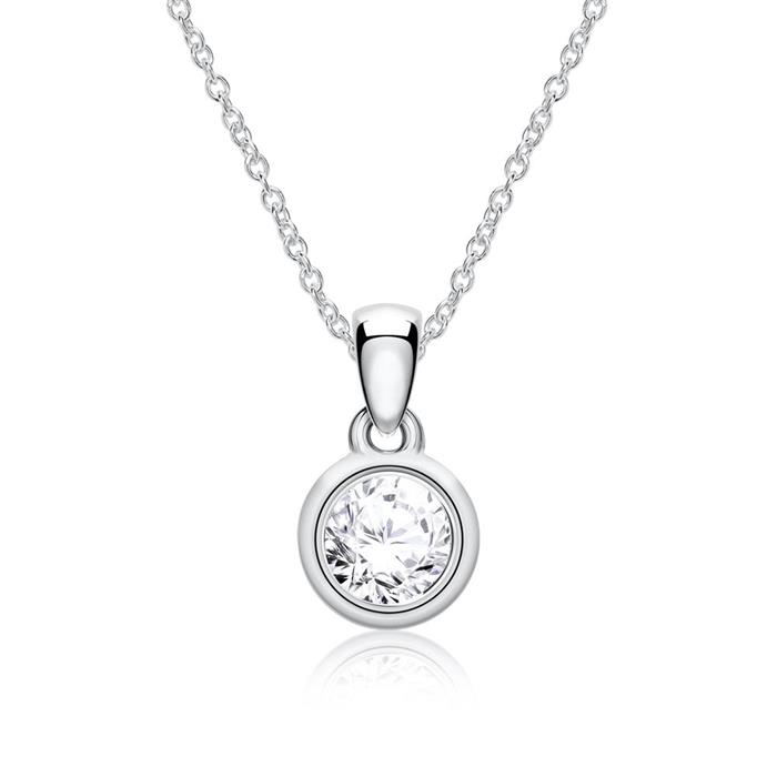 14 quilates cadena de oro blanco para mujer con diamante