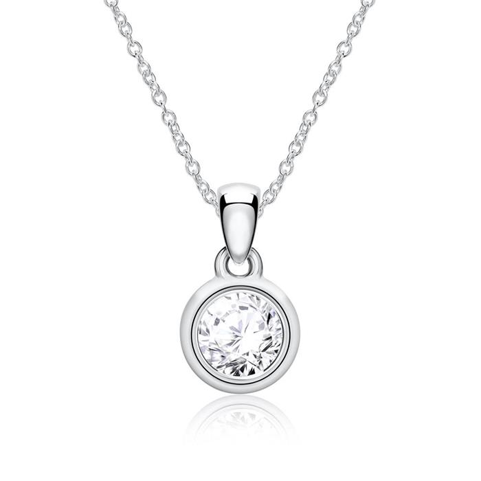 Cadena para mujer en oro blanco de 14 quilates con diamante