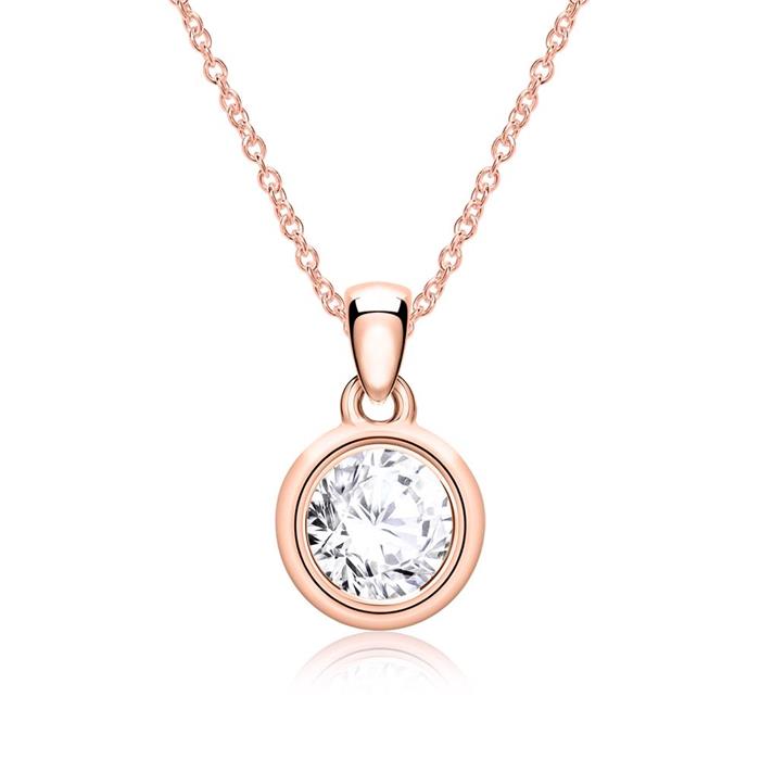 Pendant for ladies in 14ct rose gold with diamond