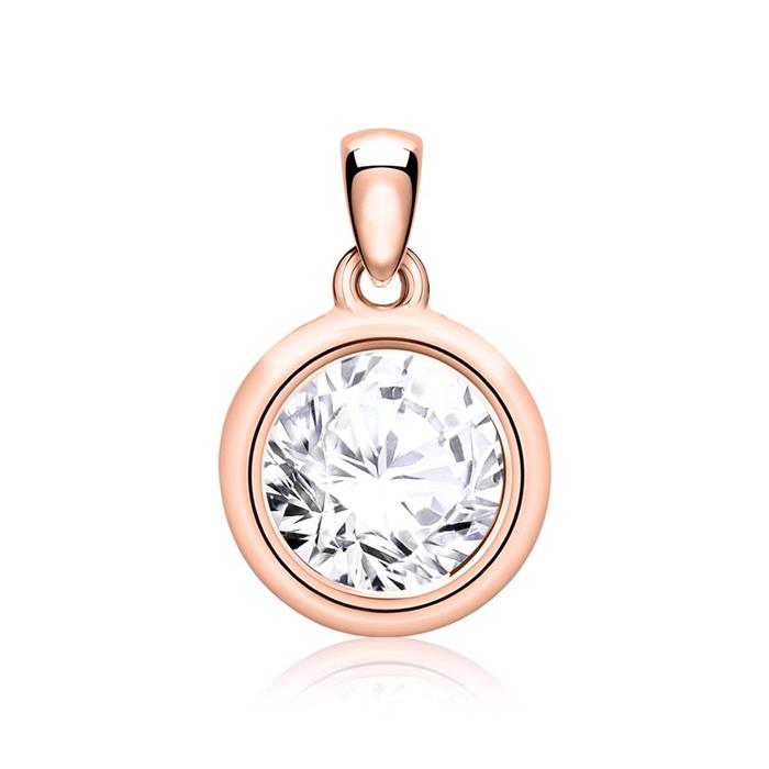 Ladies necklace in 585 rose gold with brilliant-cut diamond