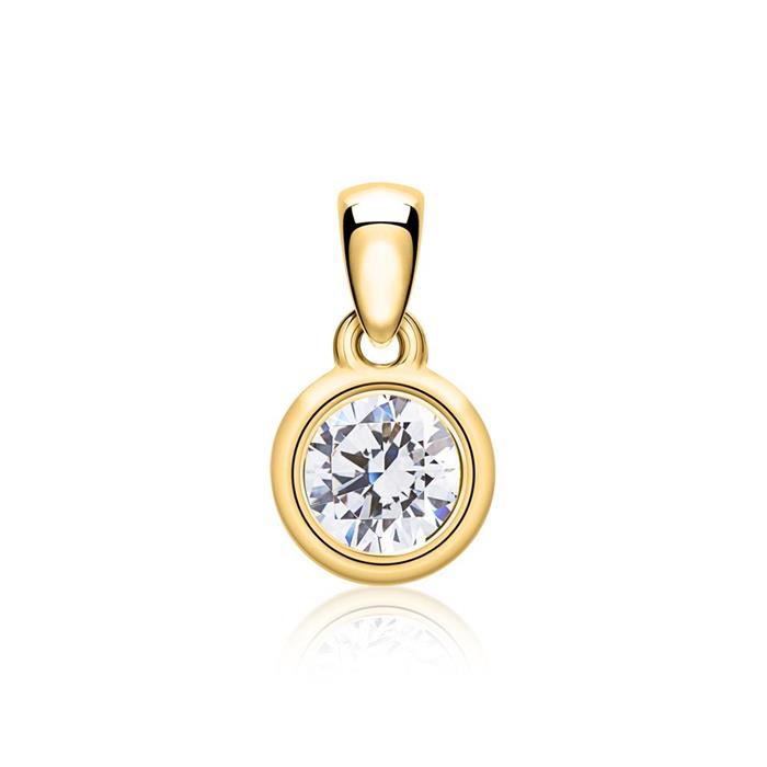 Pendant in 14K gold with diamond, Lab grown