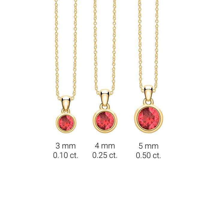 Pendant for necklaces in 14 carat gold with ruby