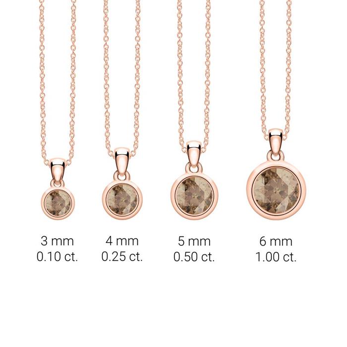 14-karaats roségouden ketting met rookkleurige kwarts hanger