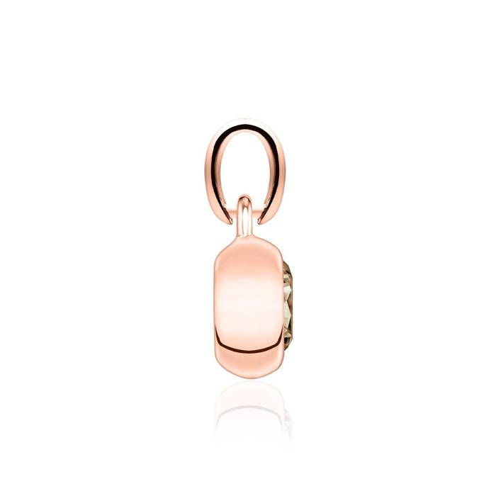 14-karaats ros&#xE9;gouden ketting met rookkleurige kwarts hanger