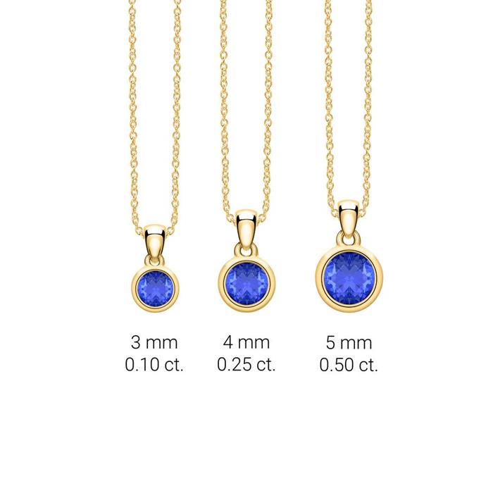 Pendant for necklaces in 14 carat gold with sapphire