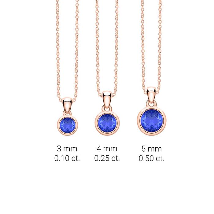 Necklace with sapphire pendant in 14K rose gold