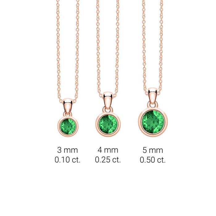 14K rose gold necklace with emerald pendant