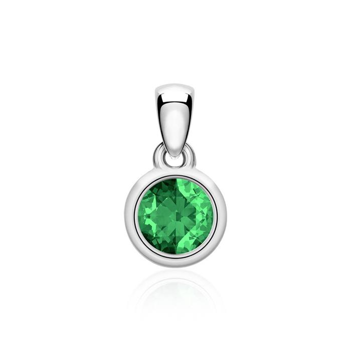 Pendant for necklaces in 14K white gold with emerald