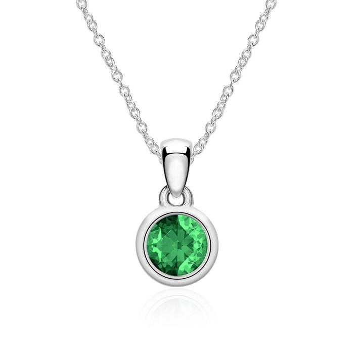 Pendant for necklaces in 14K white gold with emerald