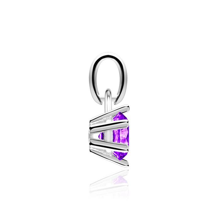 14K white gold necklace with amethyst pendant