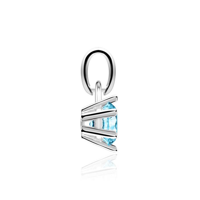 14K white gold pendant with blue topaz