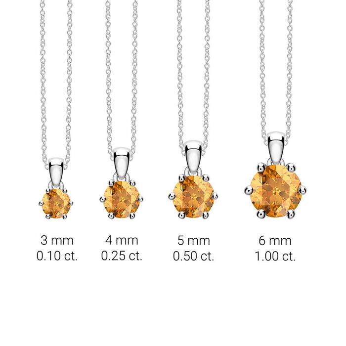 Necklace and pendant in 14 carat white gold with citrine