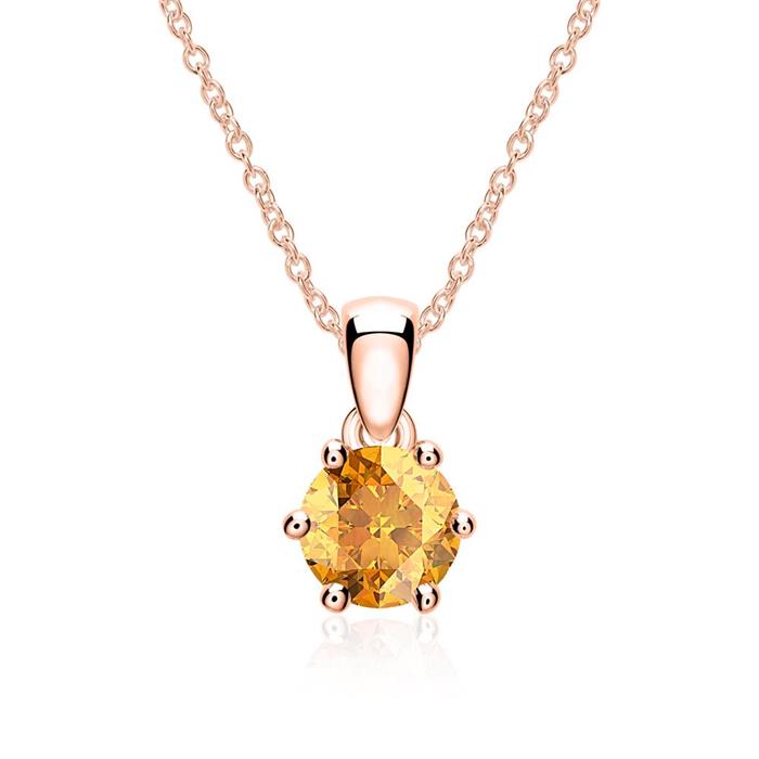 14K rose gold necklace with citrine