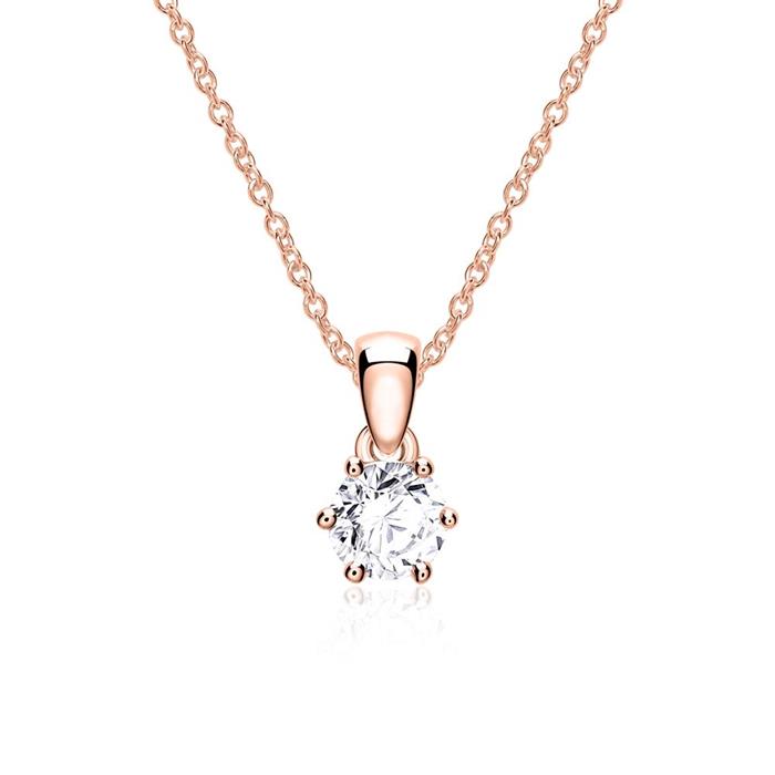 Ketting in 14 karaat ros&#xE9;goud met Diamant