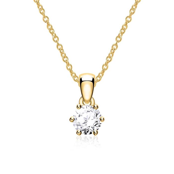 14 quilates colgante de oro para mujer con diamante