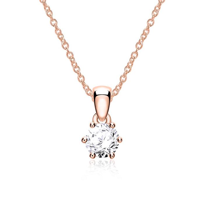 Diamond pendant for ladies in 14ct rose gold