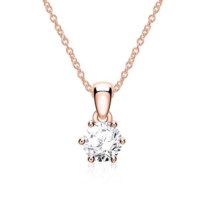 Diamond pendant for ladies in 14ct rose gold