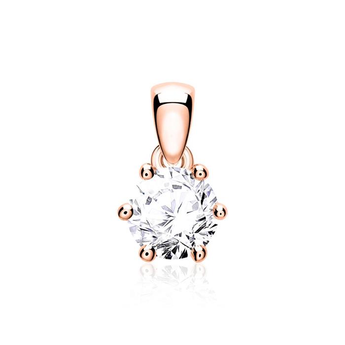 Brilliant pendant for ladies in 14-carat rose gold