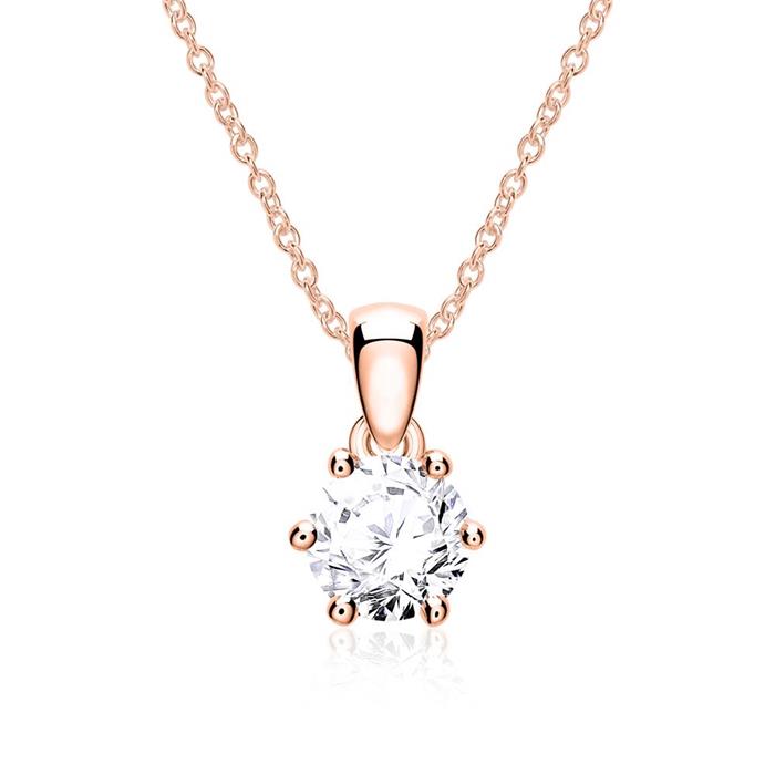 Brilliant pendant for ladies in 14-carat rose gold